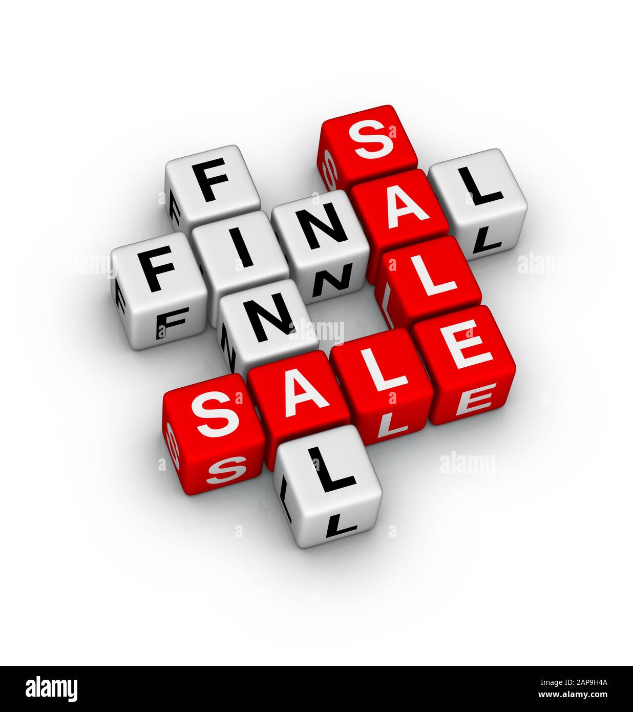 Final Sale Sign. 3D cubes crossword puzzle on white background Stock