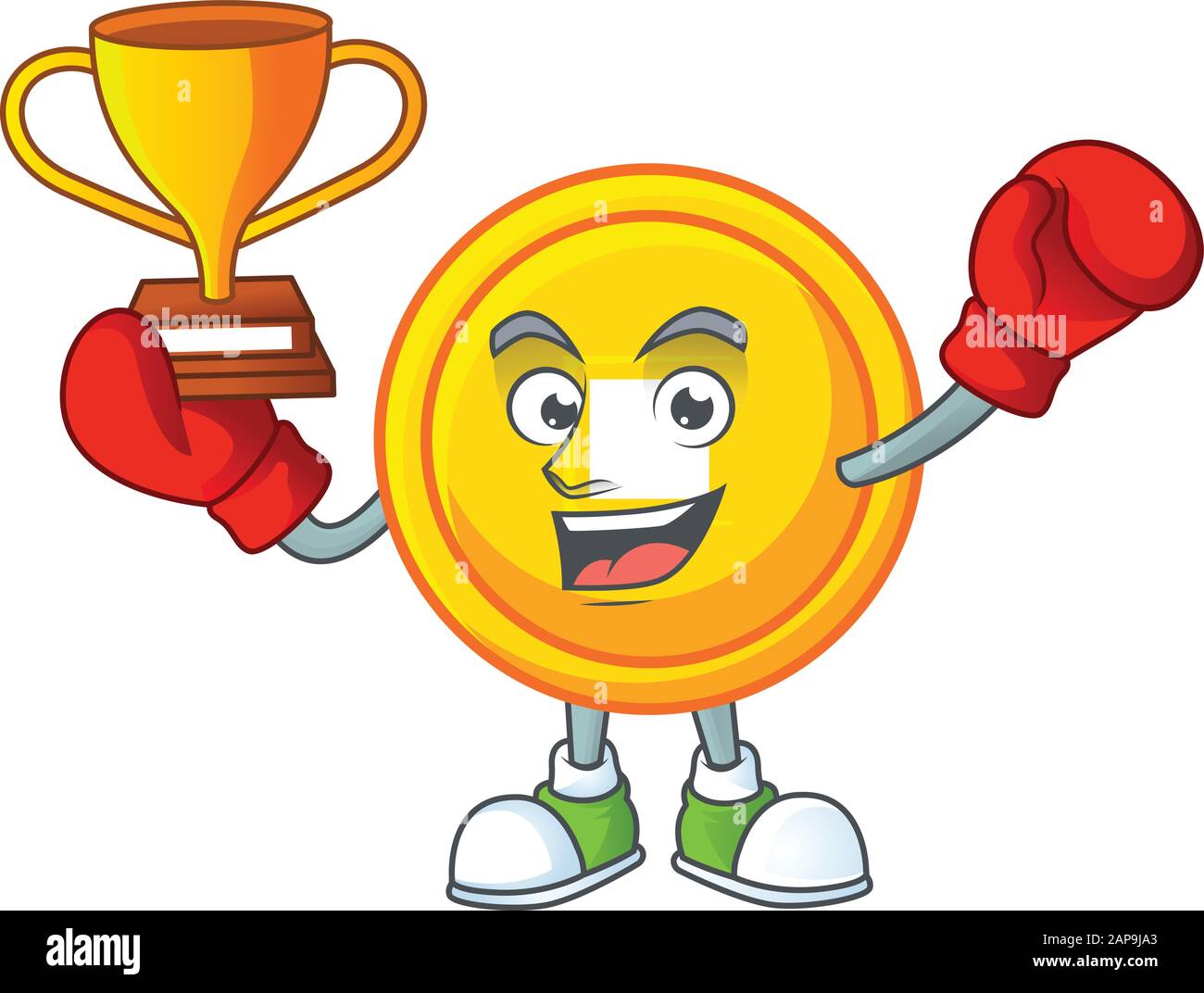 fantastic Boxing winner of chinese gold coin in mascot cartoon style ...