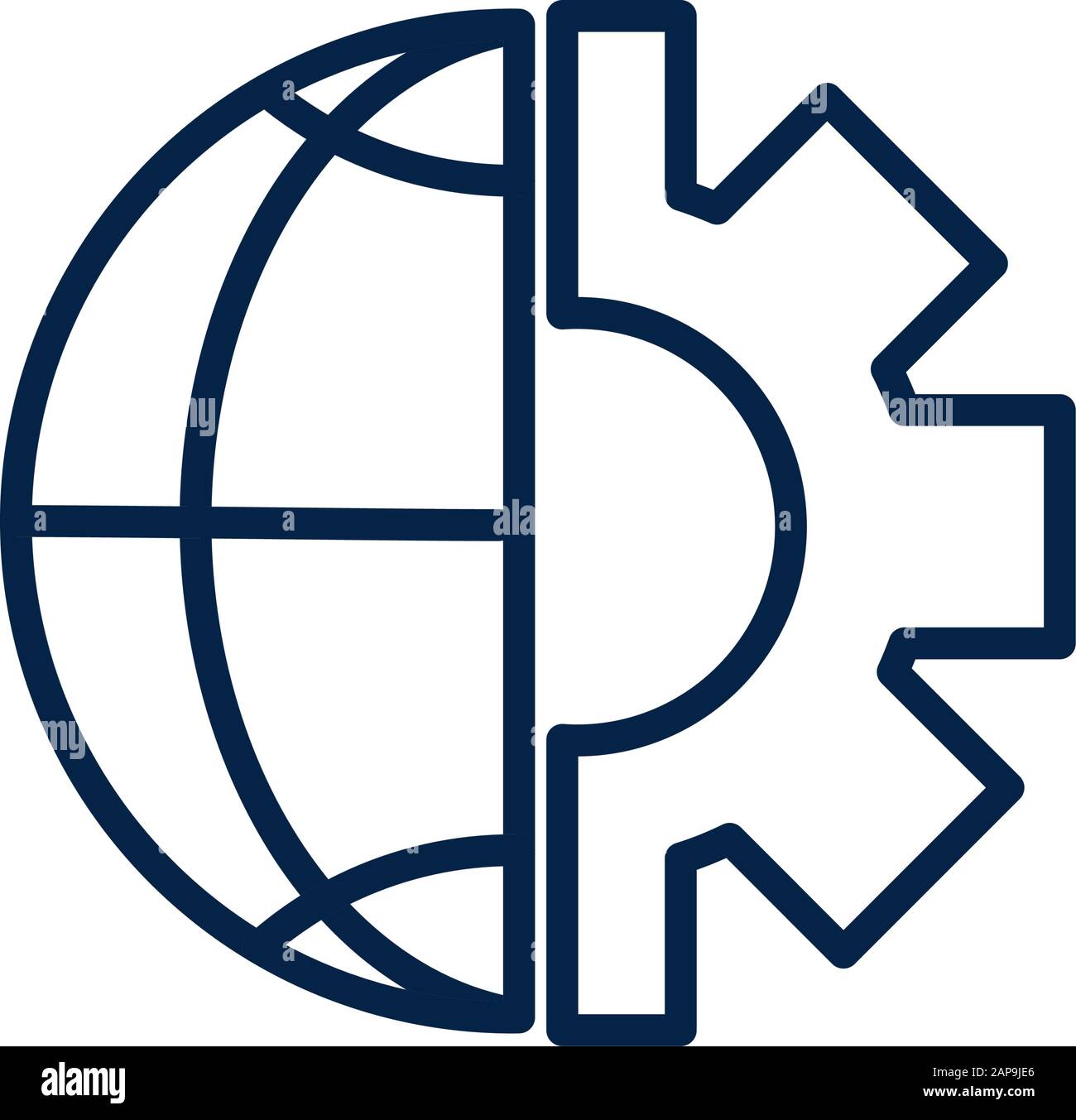 world cogwheel ecology environment icon linear vector illustration ...