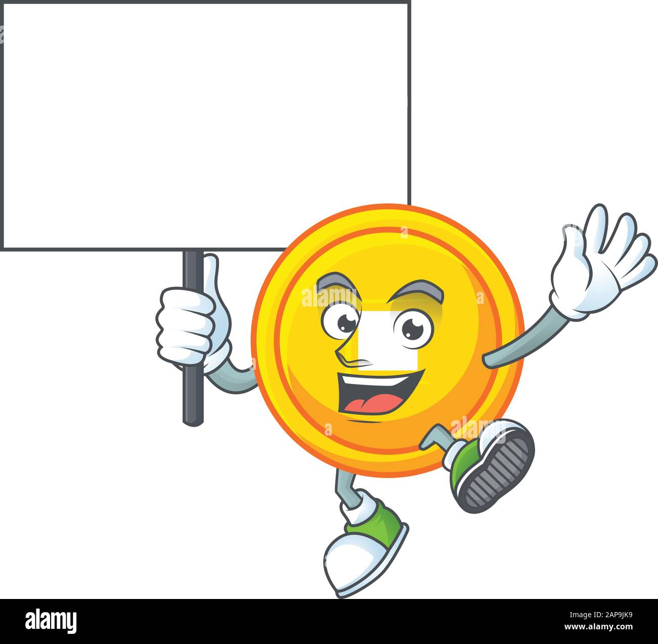 An icon of chinese gold coin cartoon character style bring board Stock ...