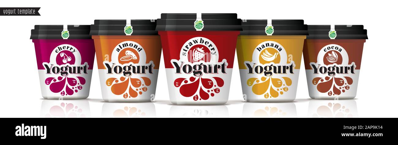 Download Yogurt Vector Packaging Design Fruit And Nuts Yogurt Set Stock Vector Image Art Alamy
