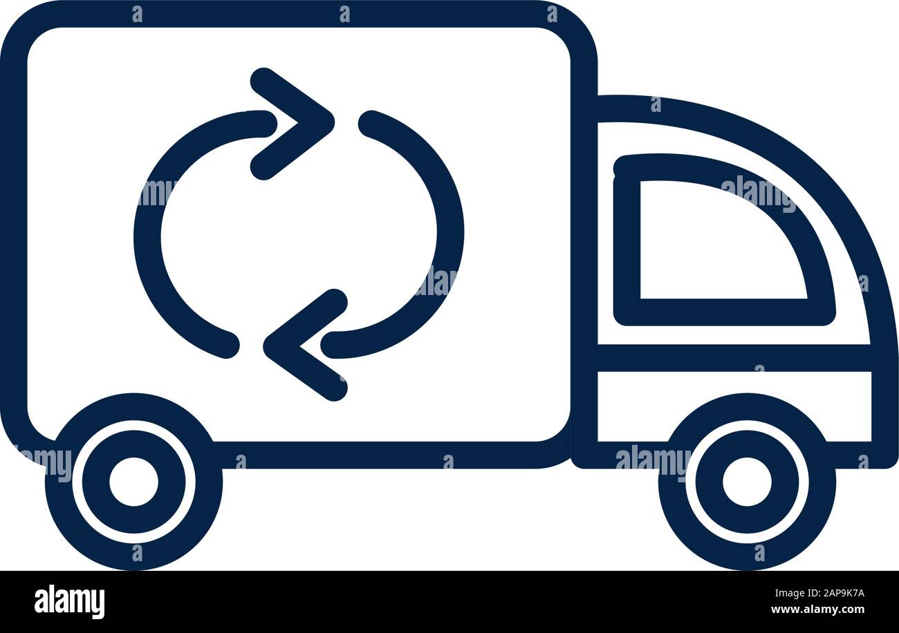 garbage truck recycle ecology environment icon linear vector illustration Stock Vector