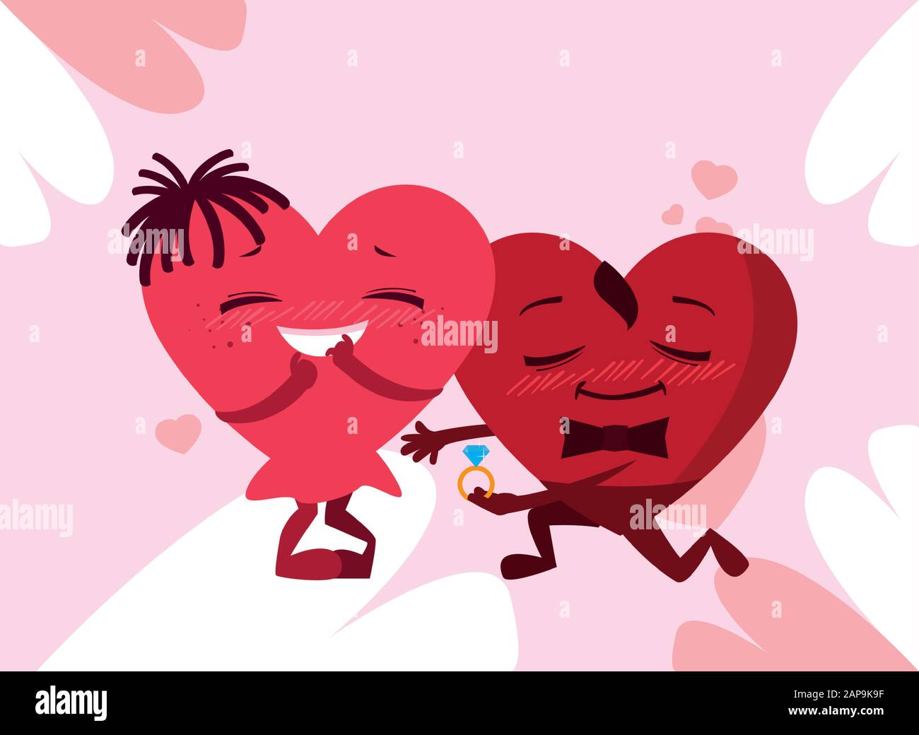 two happy hearts , card valentines day vector illustration design Stock ...