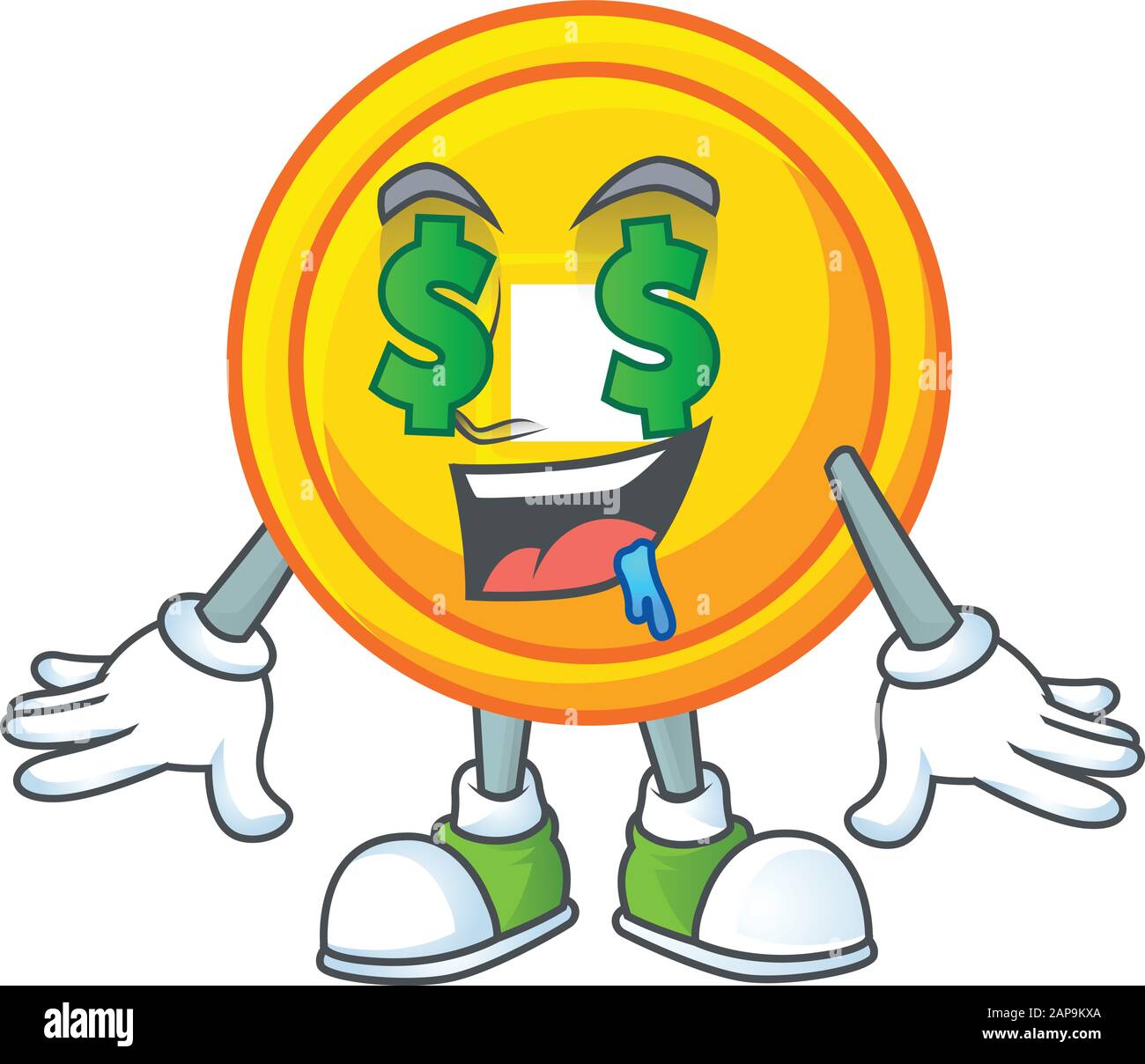 Happy rich chinese gold coin with Money eye cartoon character style ...