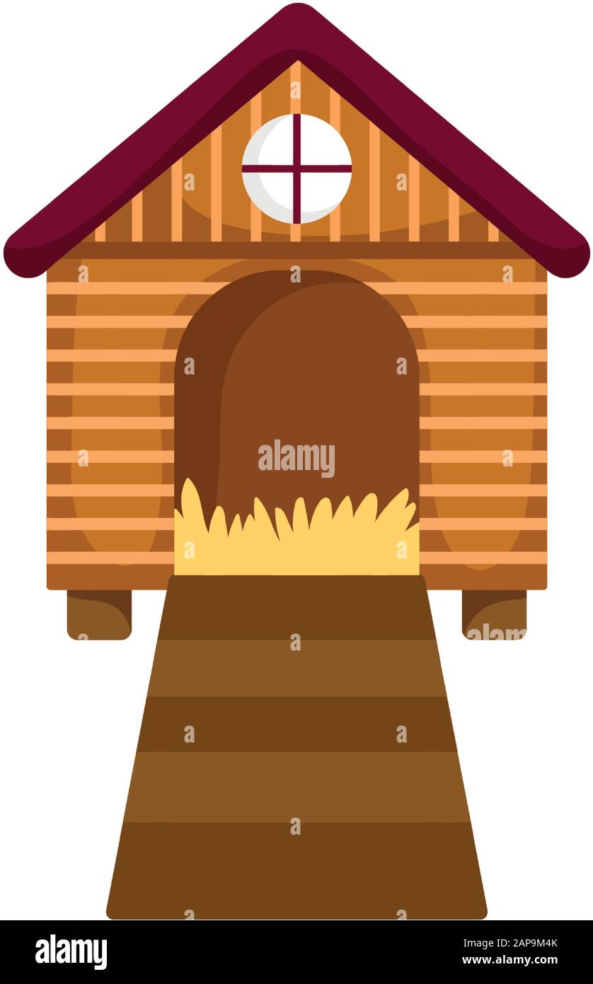 House Hen Hay Wooden Farm Cartoon Vector Illustration Stock Vector Image Art Alamy