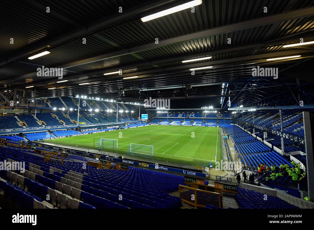 21st January 2020, Goodison Park, Liverpool, England; Premier League, Everton v Newcastle United : A general view of Goodison Park under the lights, the home of Everton Stock Photo