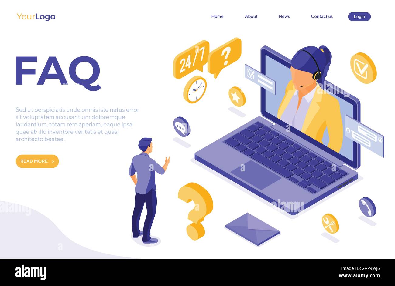 Isometric Online Customer Support Stock Vector