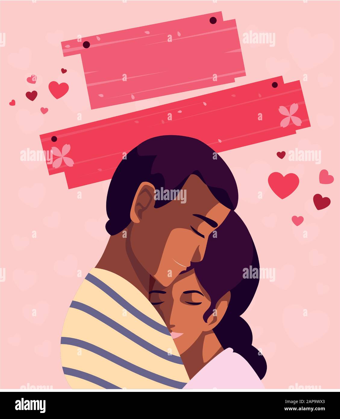 greetings card for valentines day, couple in love vector illustration ...