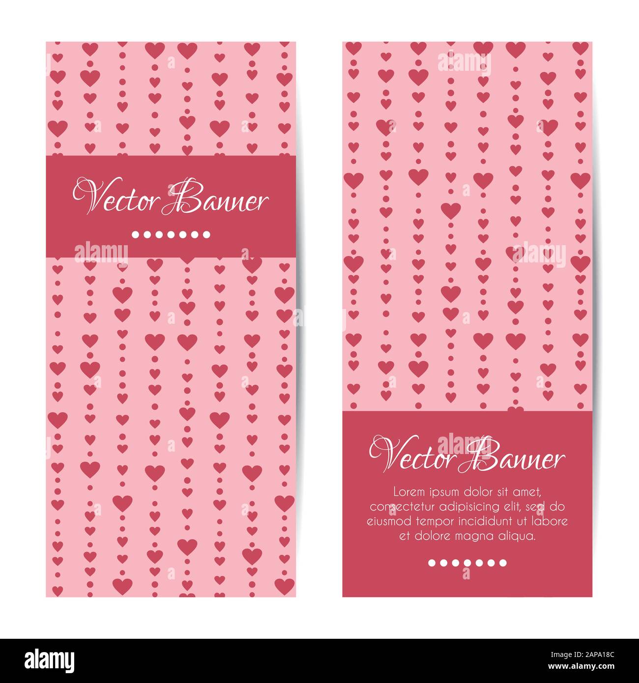 Set of vertical banners, cards with hearts Stock Vector