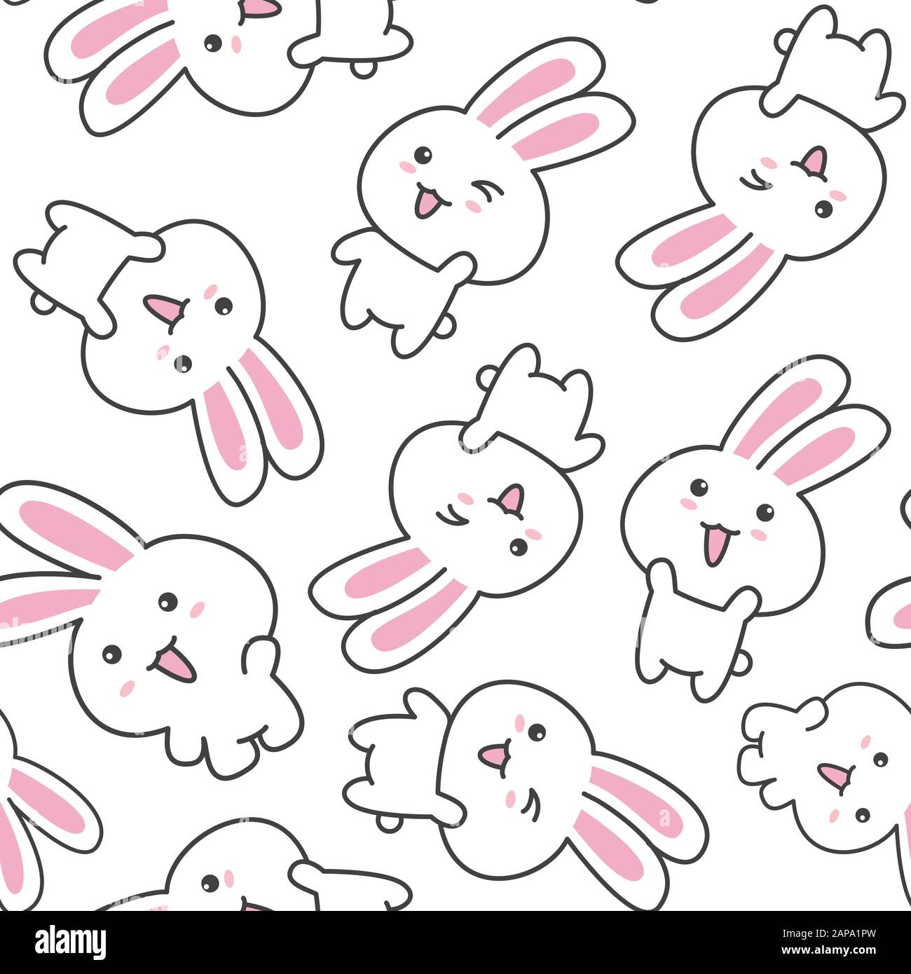Cute pattern with rabbit concept in the white backdrop. creative pattern texture for fabric,print,wrapping,wallpaper,apparel Stock Vector