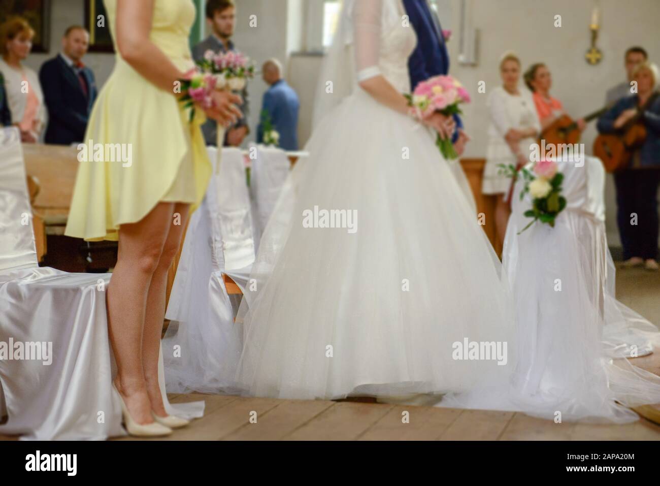 Bride And Groom At Church Wedding During Ceremony Beautiful