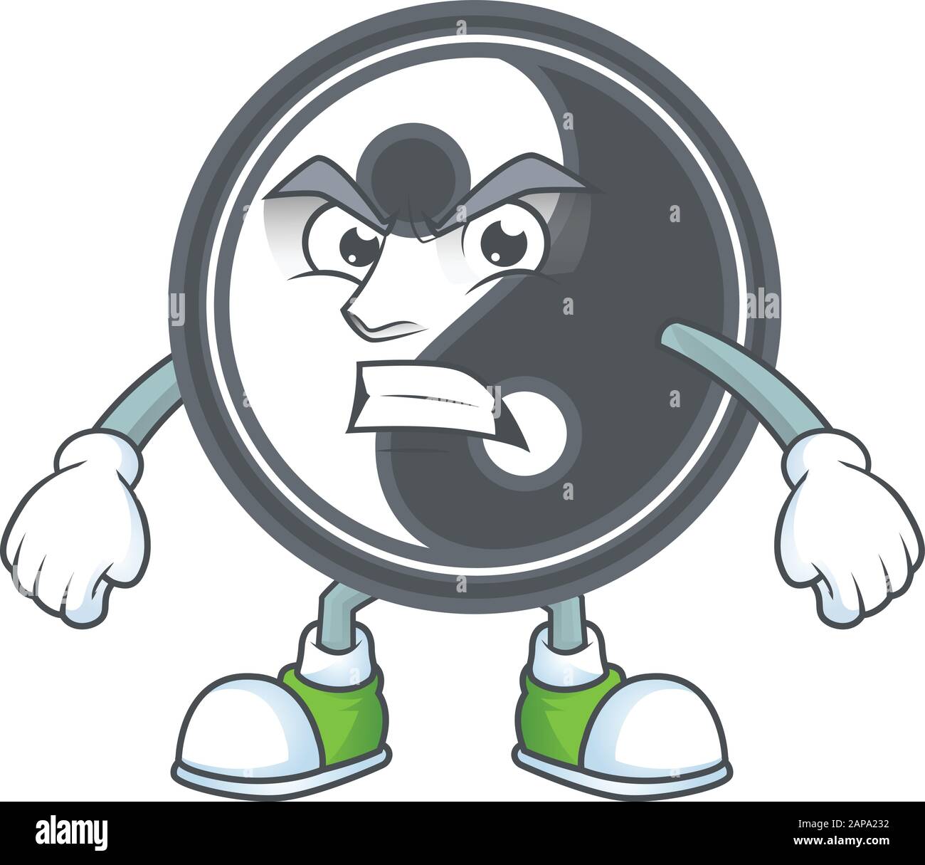 cartoon character of yin yang with angry face Stock Vector