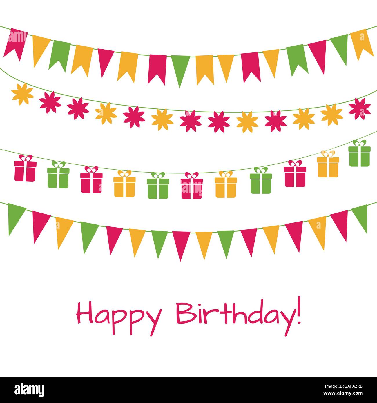 Birthday greeting card with garlands Stock Vector