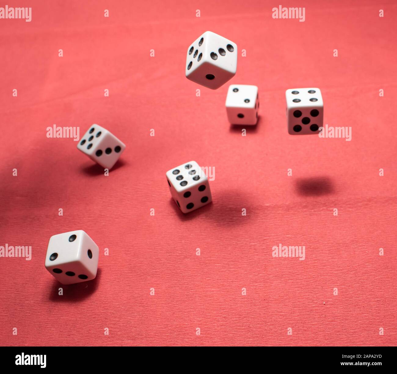 Hand Throwing And Rolling Dice Gambler Tossing Five Red Poker And Casino  Dice On Table Man Gambling Or Playing Board Game Stock Photo - Download  Image Now - iStock