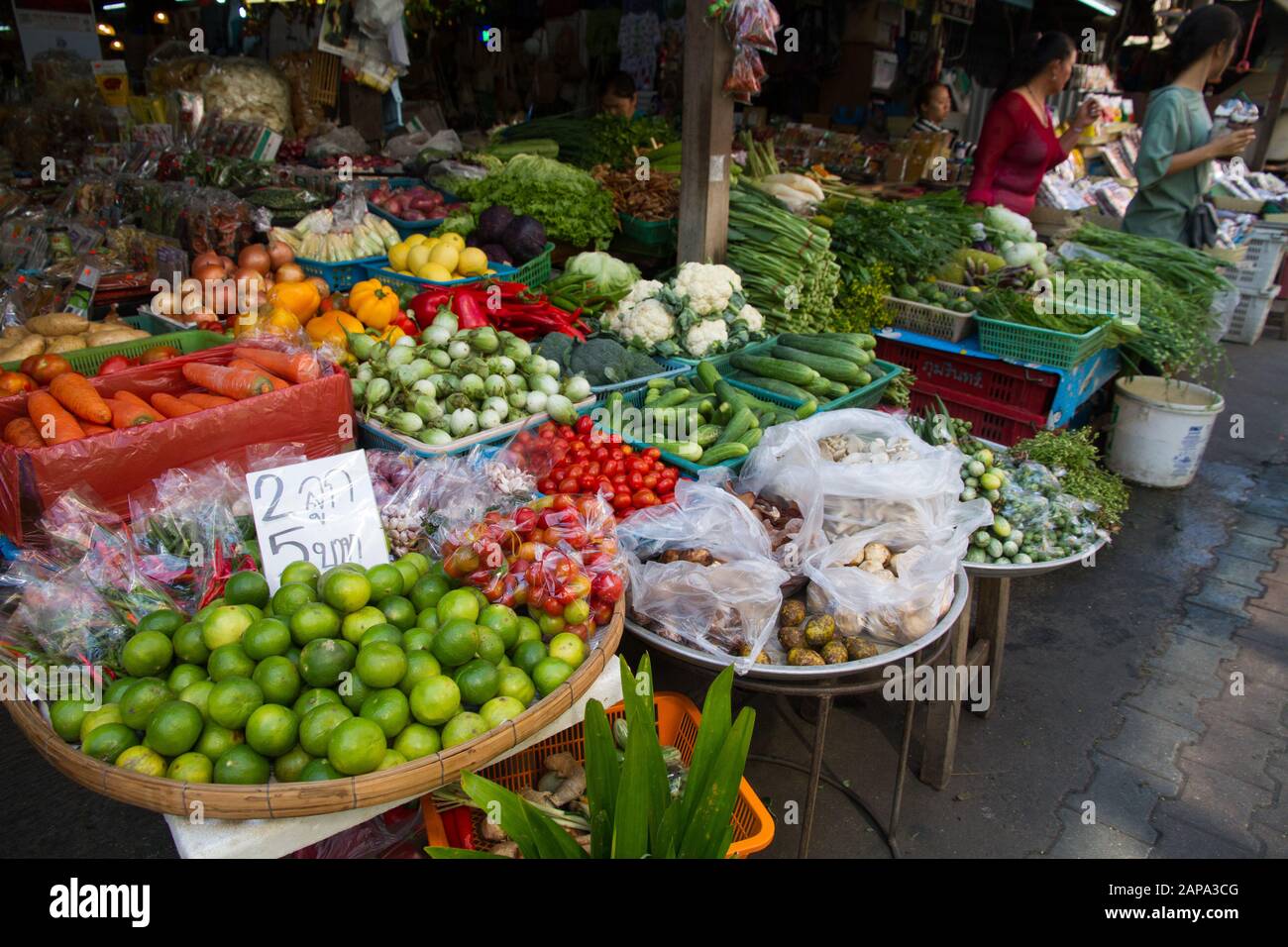 Vegetables stall market chiang mai thailand thai asia asians asi hi-res ...