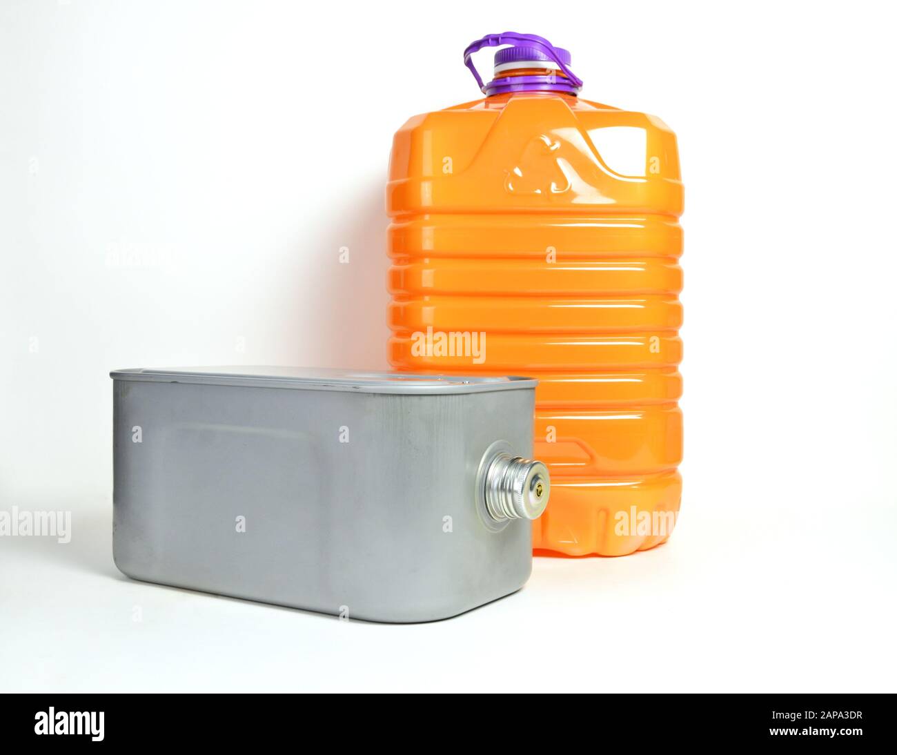 a tank with a can of kerozene for a kerosene heater Stock Photo Alamy