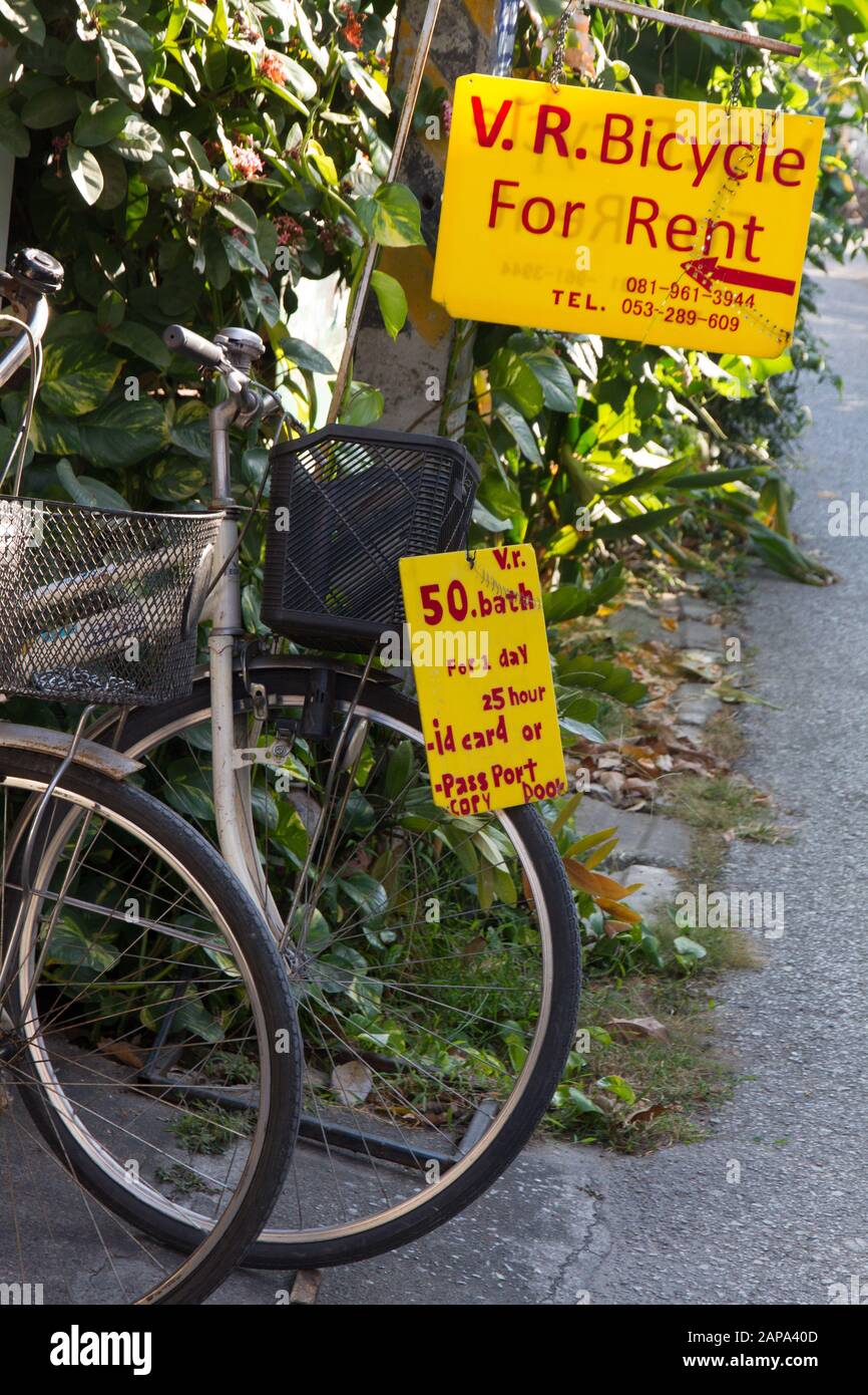 Bicycle for rent shop, Chiang Mai Thailand Stock Photo
