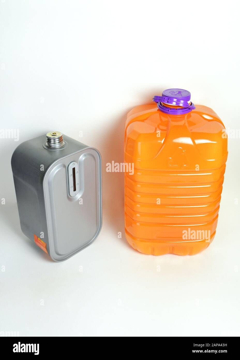 a tank with a can of kerozene for a kerosene heater Stock Photo Alamy