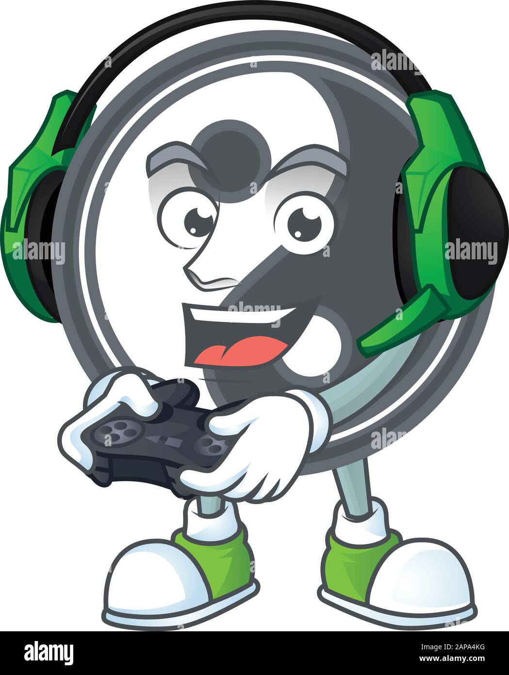 Cool yin yang cartoon mascot with headphone and controller Stock Vector ...