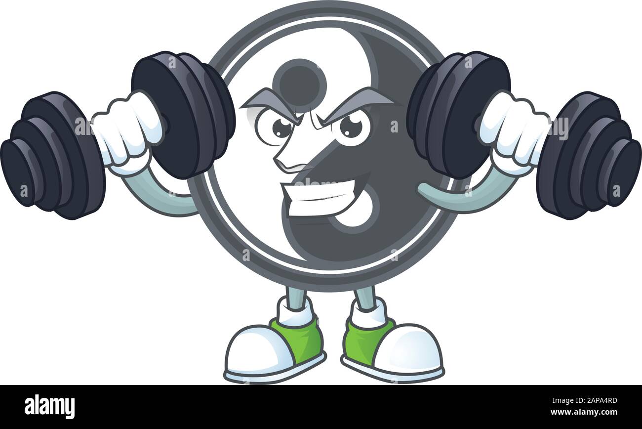 Fitness exercise yin yang mascot icon with barbells Stock Vector Image ...