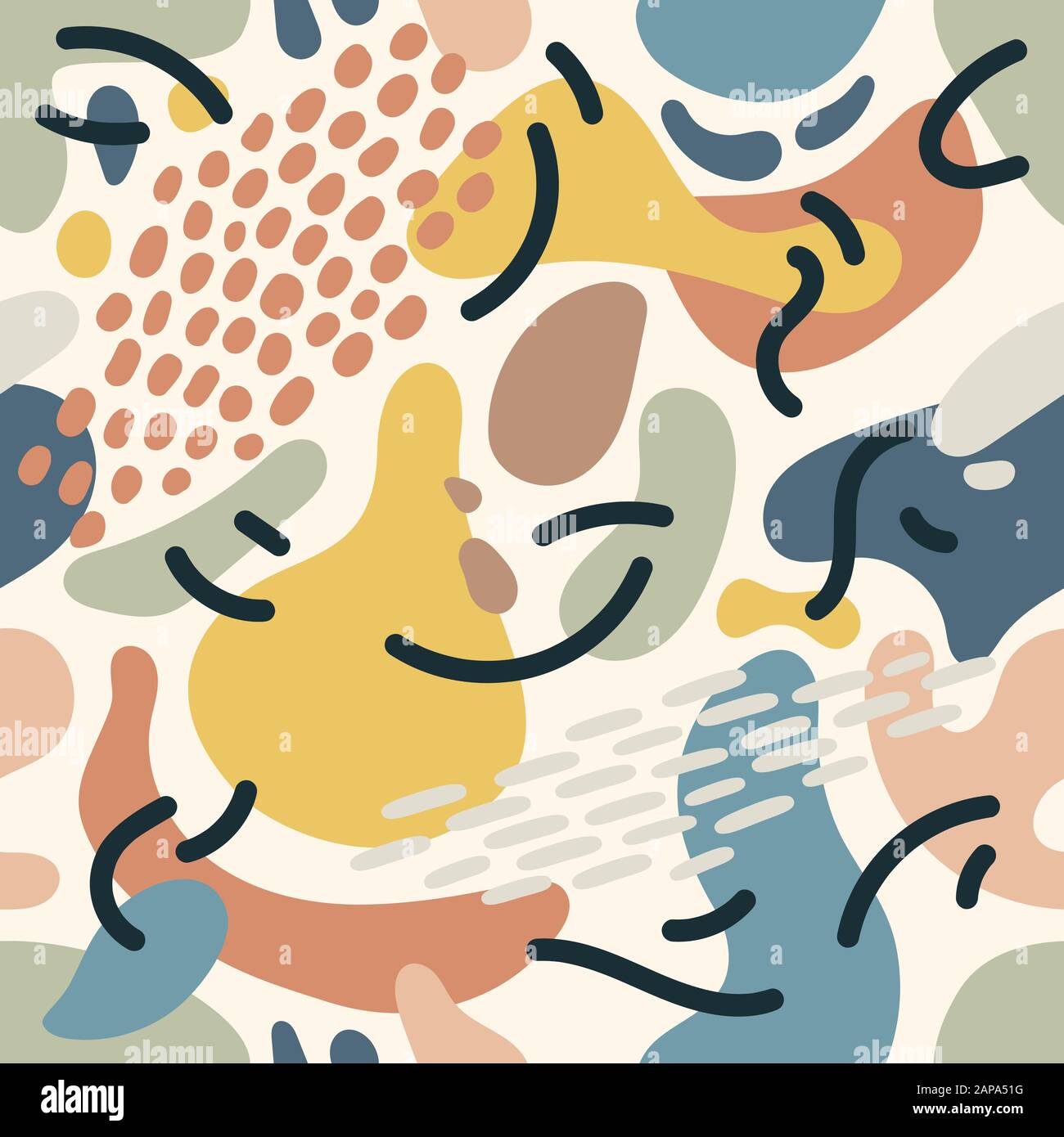 Seamless abstract pattern background with colorful elements. Trendy textile, fabric, wrapping. Surface design. Vector texture for your design. Simple Stock Vector
