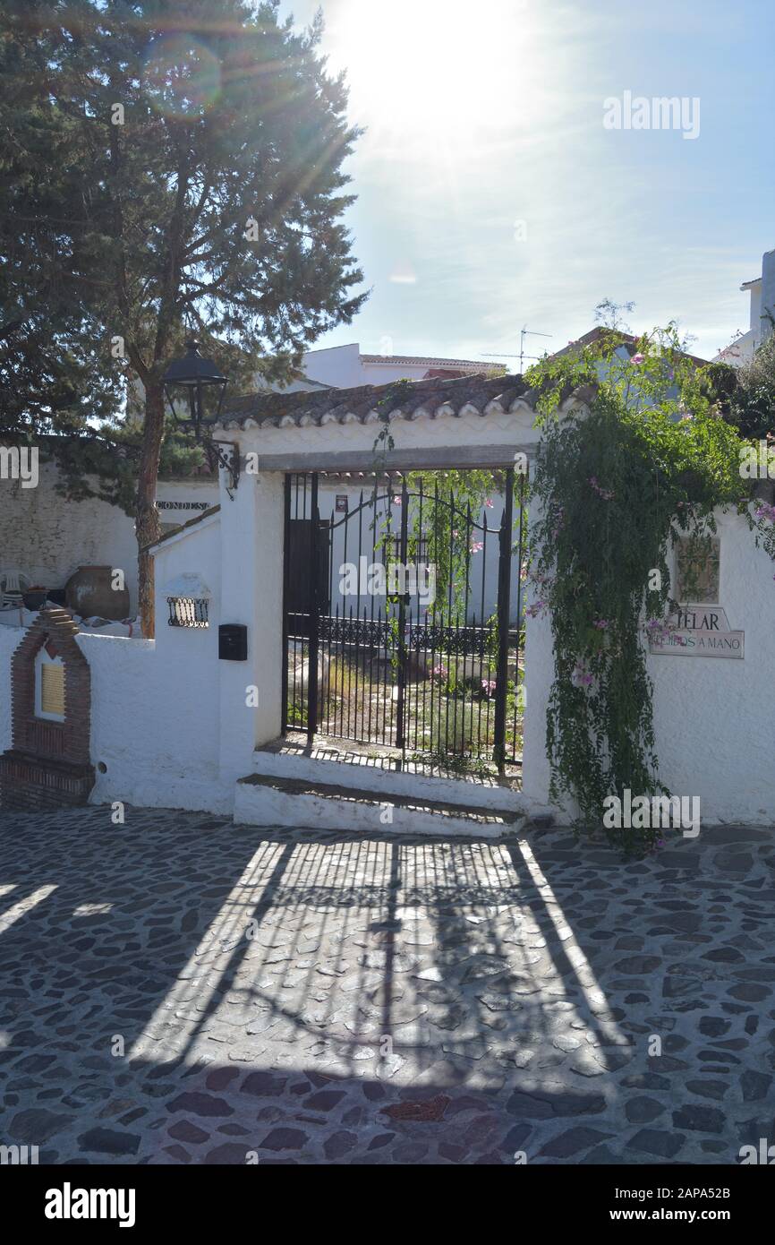 Typical old whitehoused in Macharaviaya, Andalusia, Spain Stock Photo