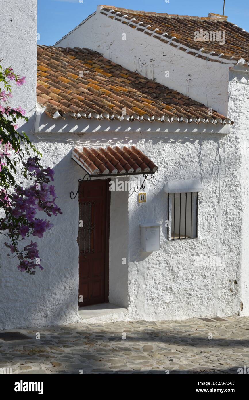 Typical whitehoused in Macharaviaya, Andalusia, Spain Stock Photo