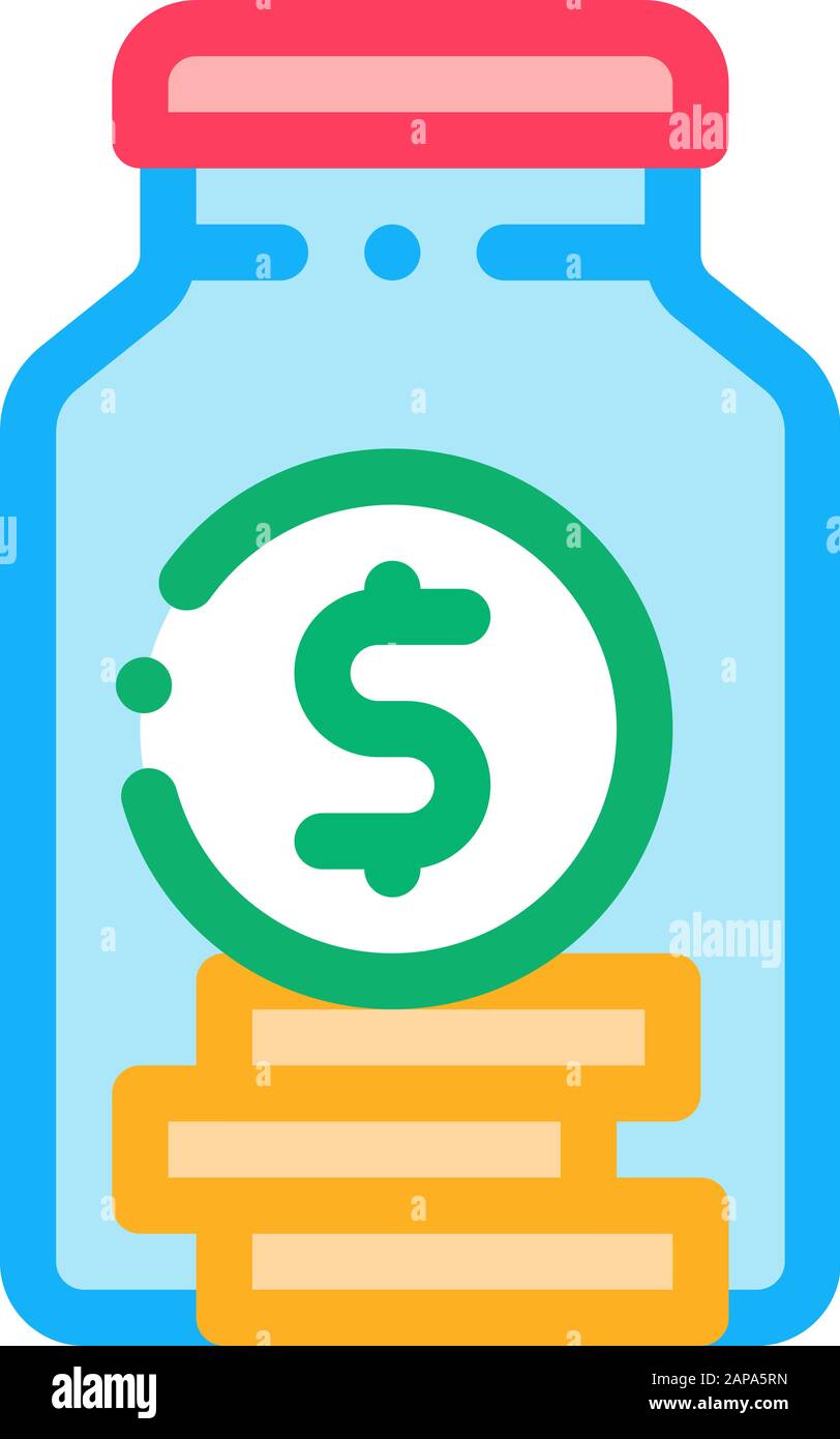 Coins In Jar Icon Vector Outline Illustration Stock Vector