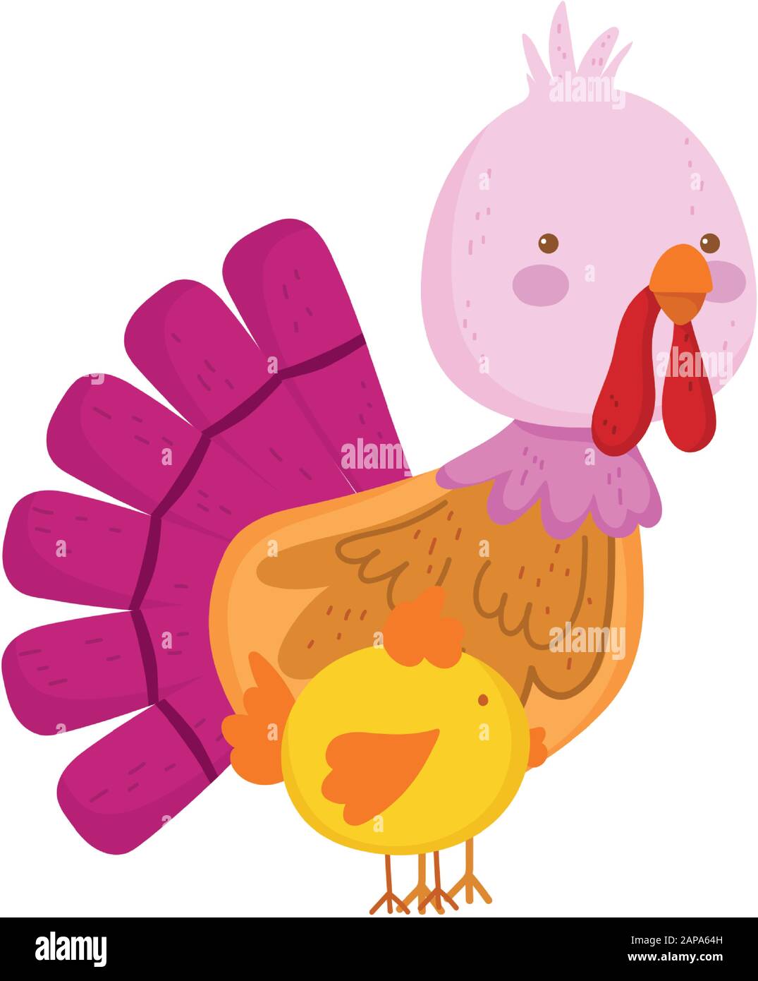 turkey chicken farm animal cartoon vector illustration Stock Vector