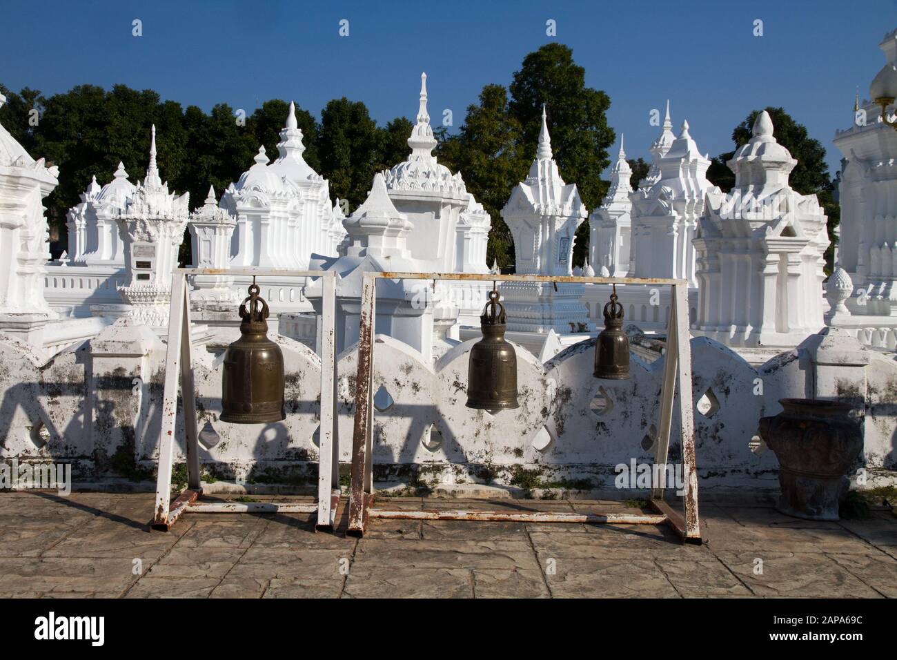 Buddhist bells in Chiang Mai temple, Wat Suandok, chiangmai Thailand Thai Asia asian Stock Photo