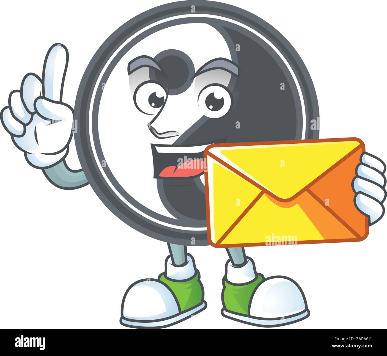 Cheerfully yin yang mascot design with envelope Stock Vector Image ...