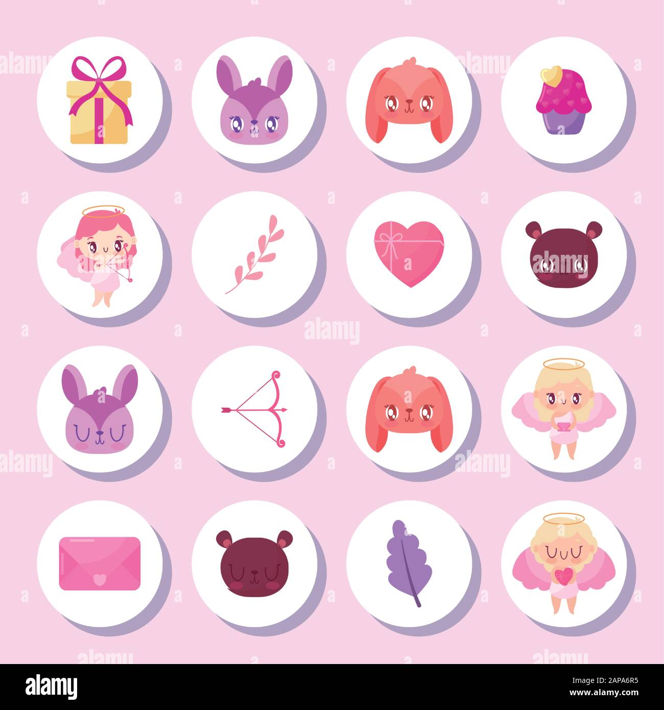 Icon set design of Love happy valentines day wedding passion romantic ...