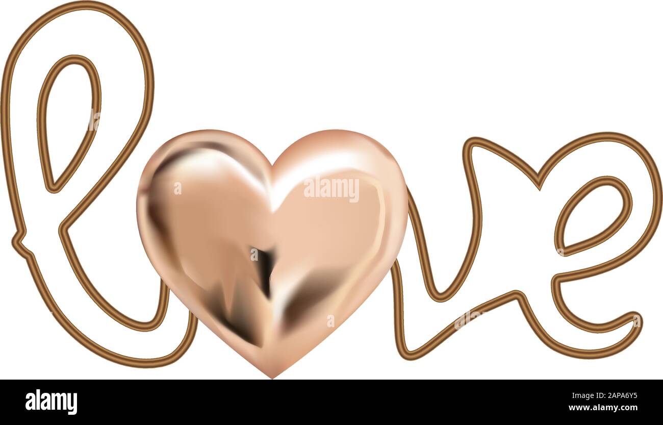 The word love. Vector illustration. Realistic design element Stock Vector