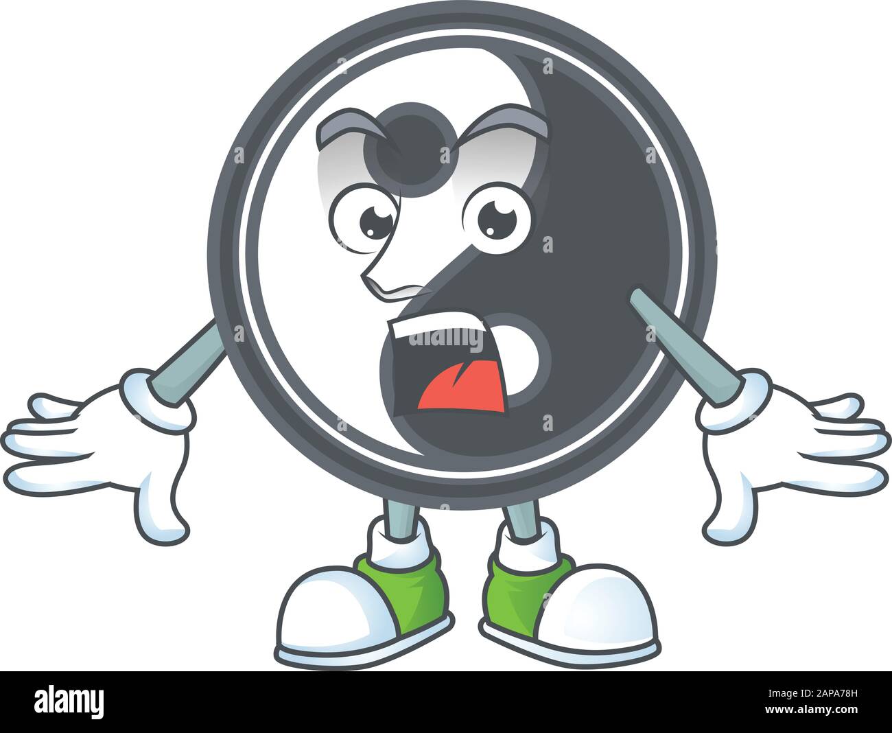 Yin yang cartoon character design on a surprised gesture Stock Vector