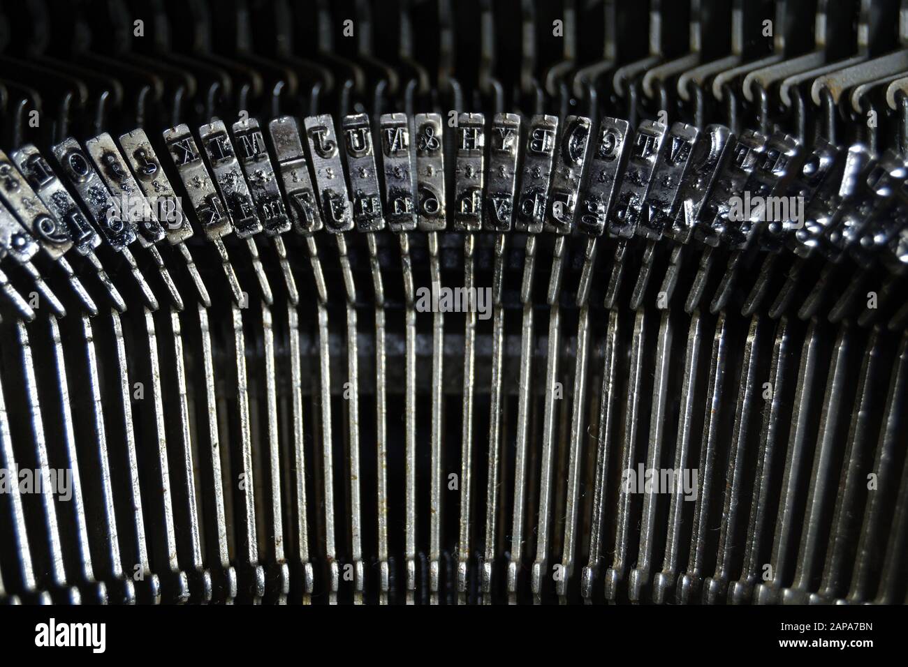 Typo keys with letters and numbers in a old qwerty typewriter Stock ...