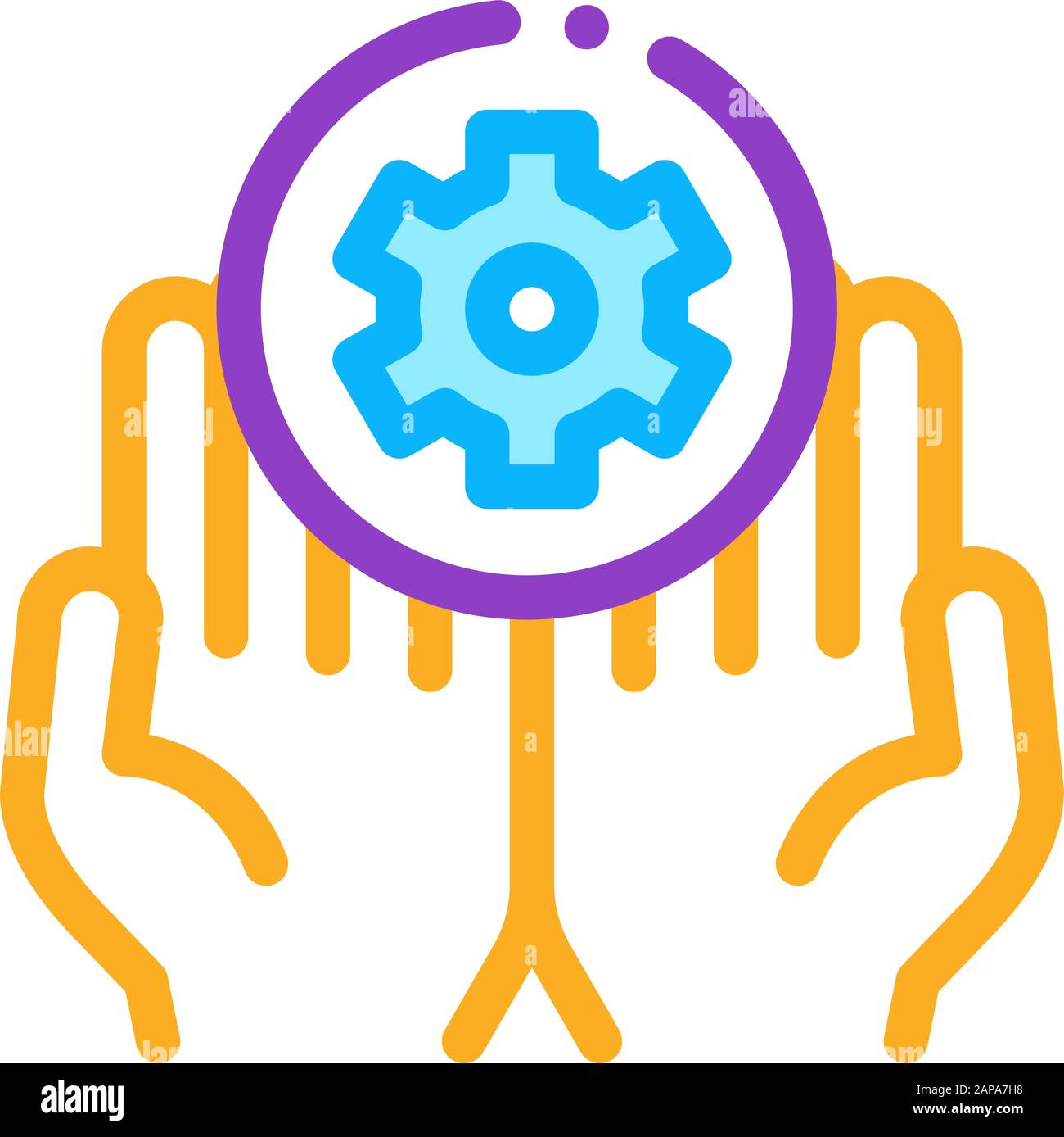 Hands Hold Gear Icon Vector Outline Illustration Stock Vector Image ...