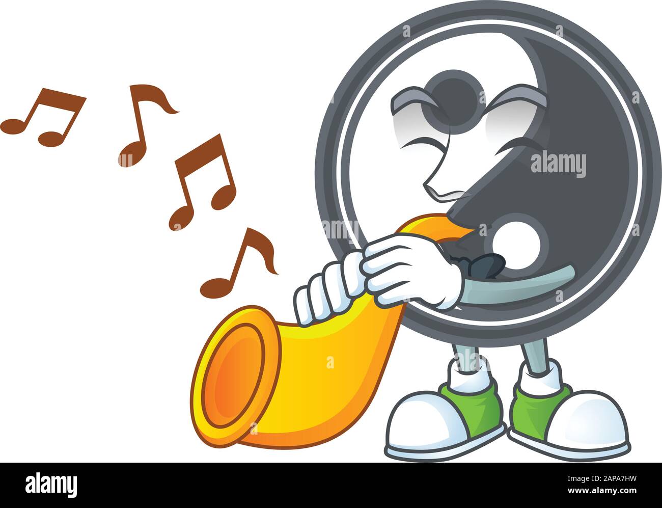 cartoon character style of yin yang performance with trumpet Stock ...