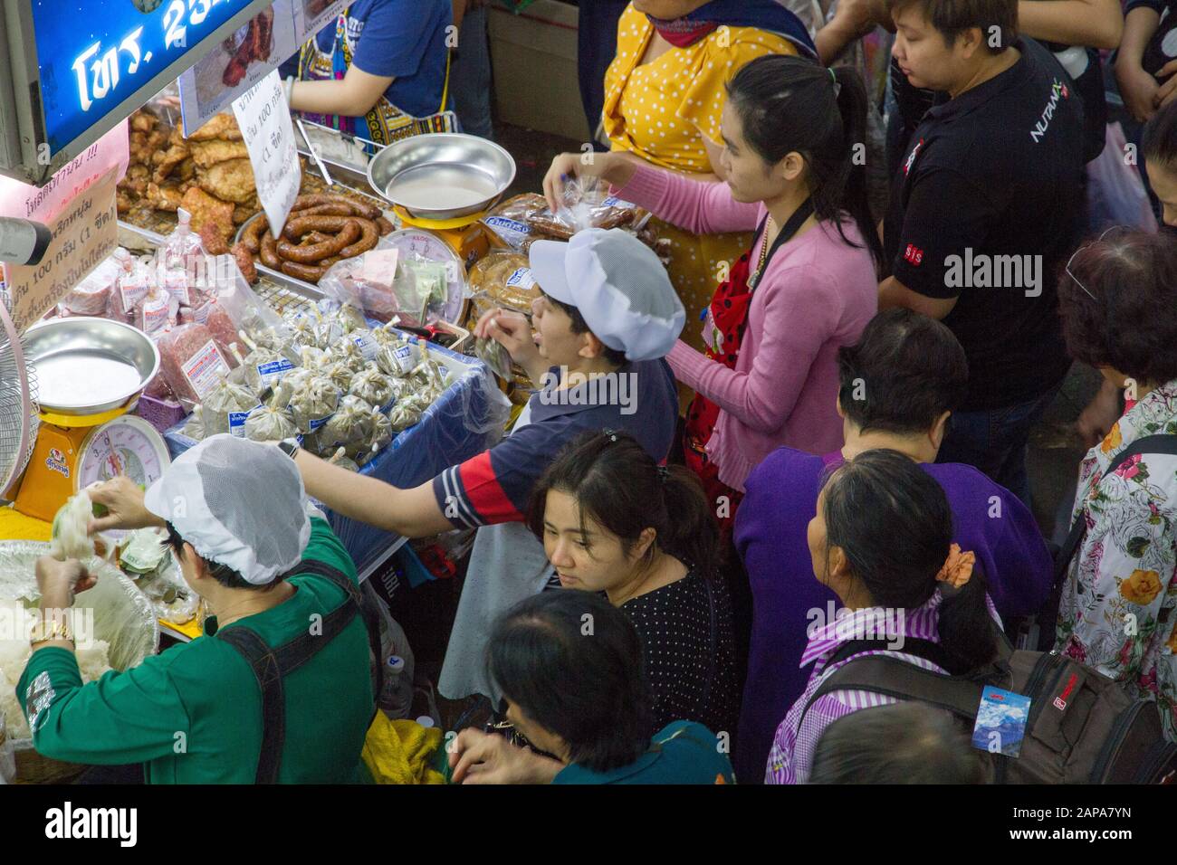 Chiang Mai Market people shopping food Thailand Stock Photo