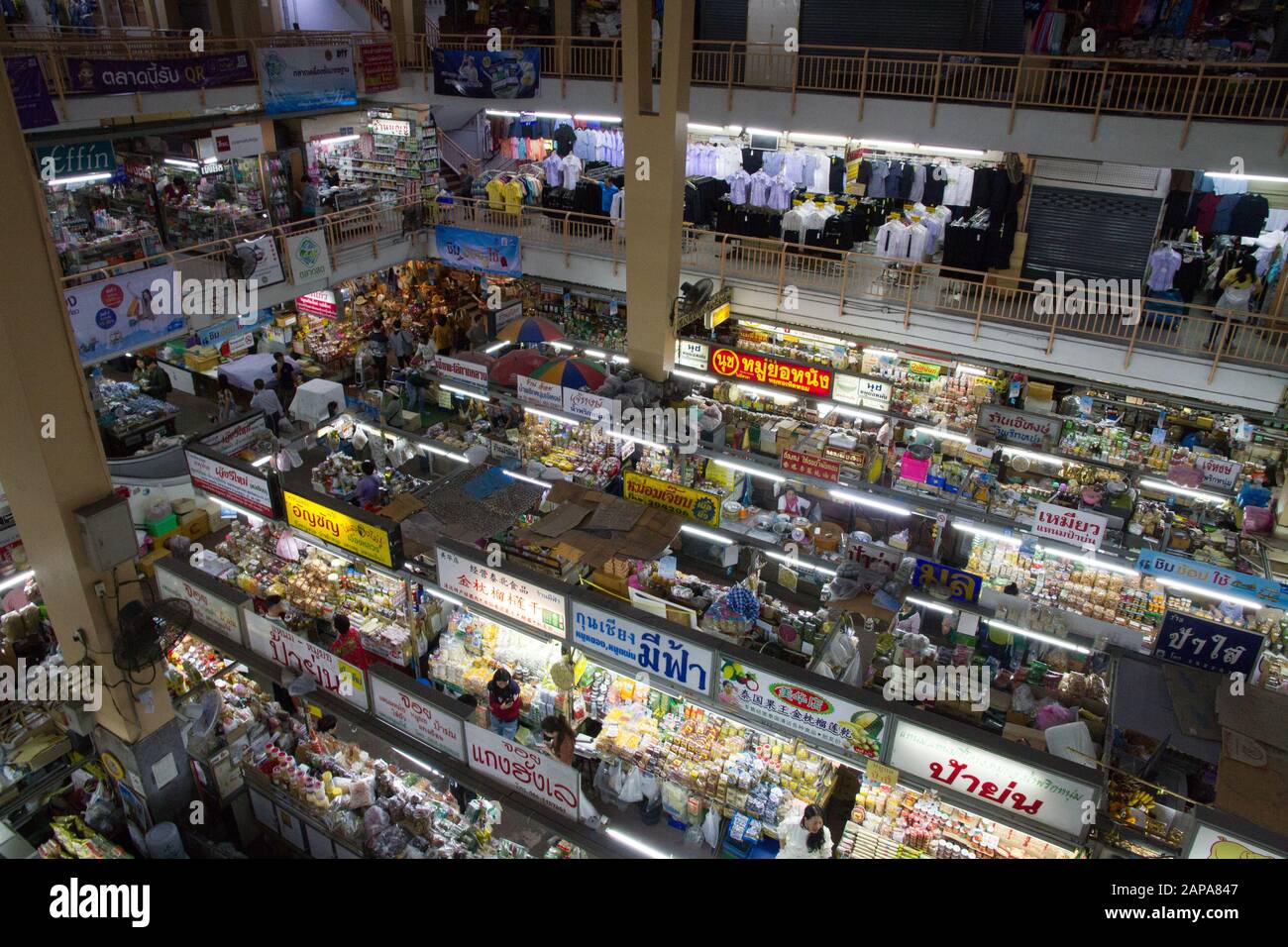 Chiang Mai Market interior hi view Thailand Stock Photo