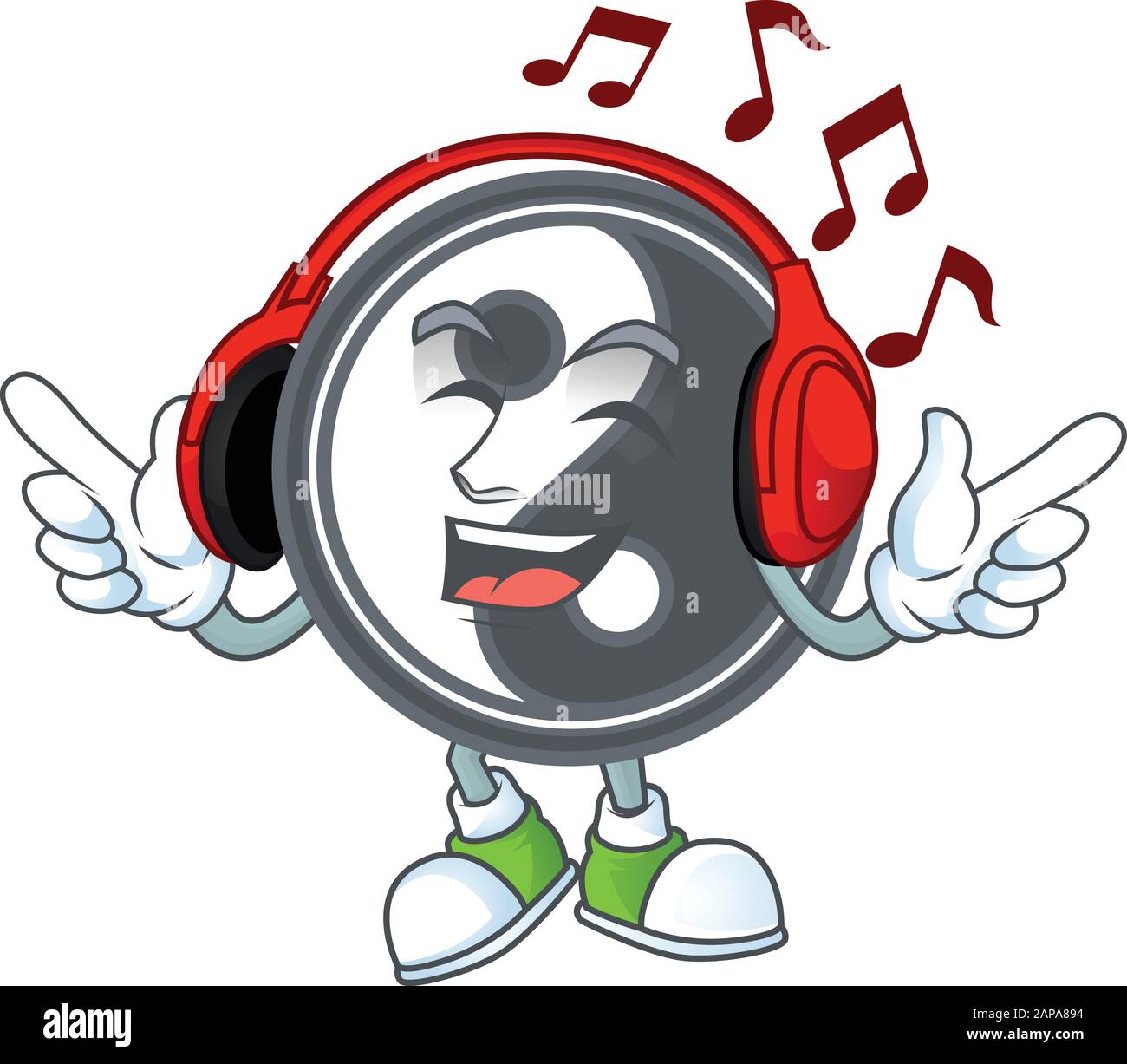Listening music yin yang mascot cartoon character design Stock Vector ...