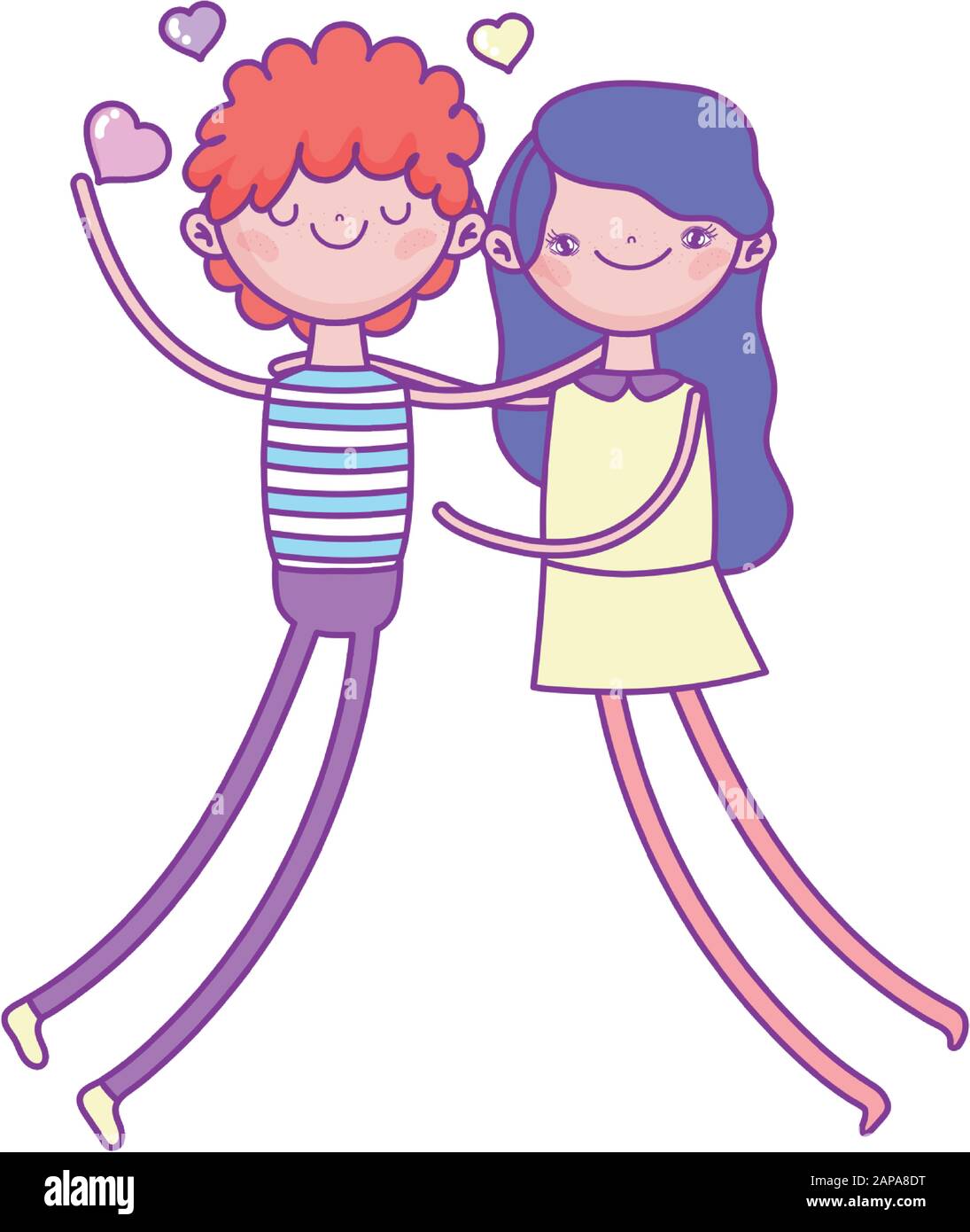 happy valentines day, cute couple in love hearts romantic vector ...