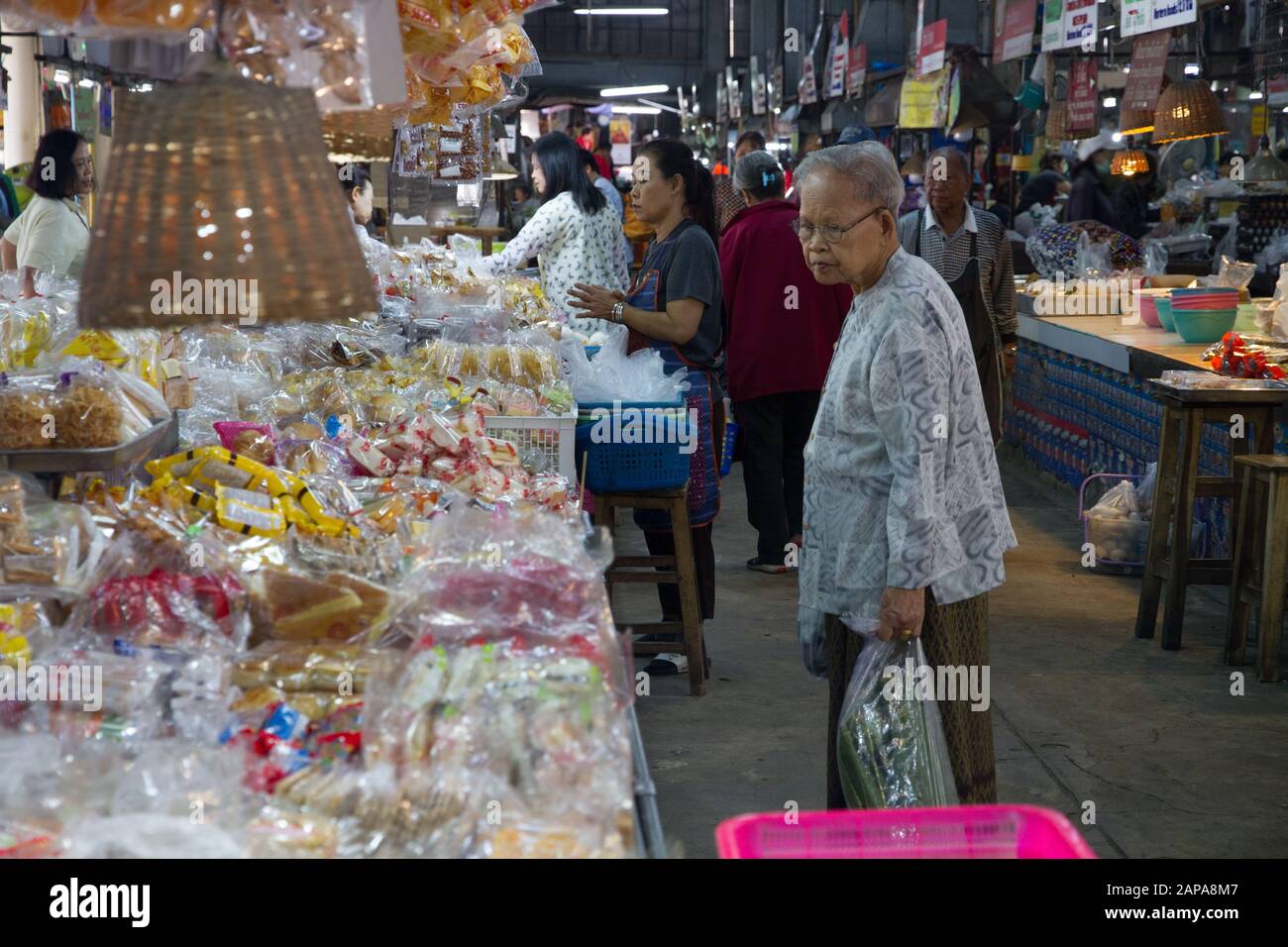 Chiang Mai Market Thailand people shopping Stock Photo