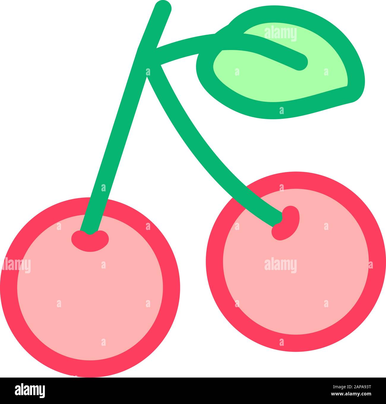 Cherry Fruit Leaf Icon Vector Outline Illustration Stock Vector Image ...