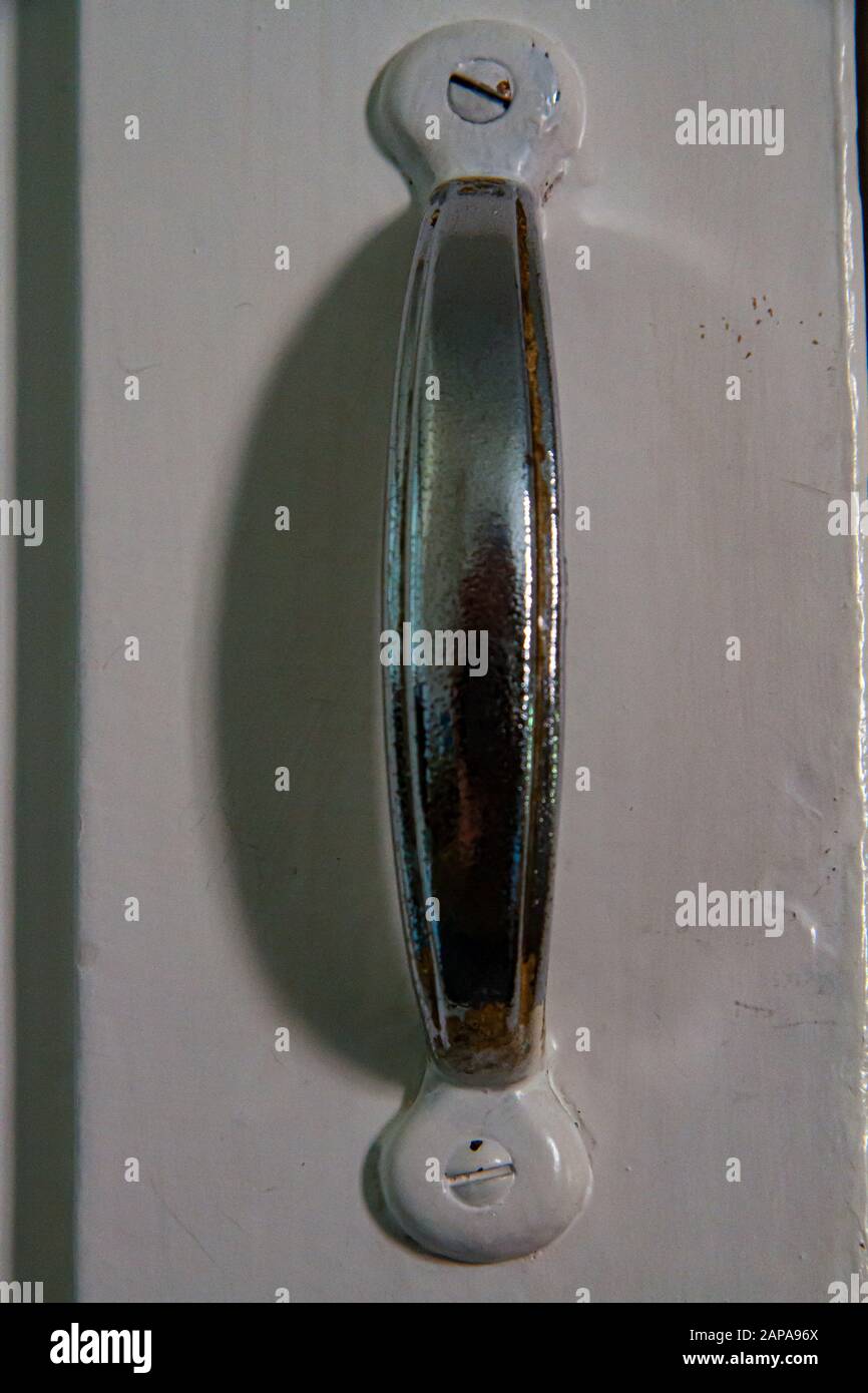 Old chrome door handle Stock Photo Alamy
