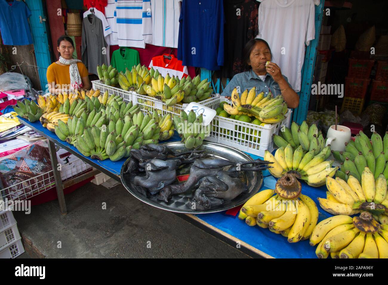 Market stall bananas chikens chiang mai chiangmai thailand thai hires