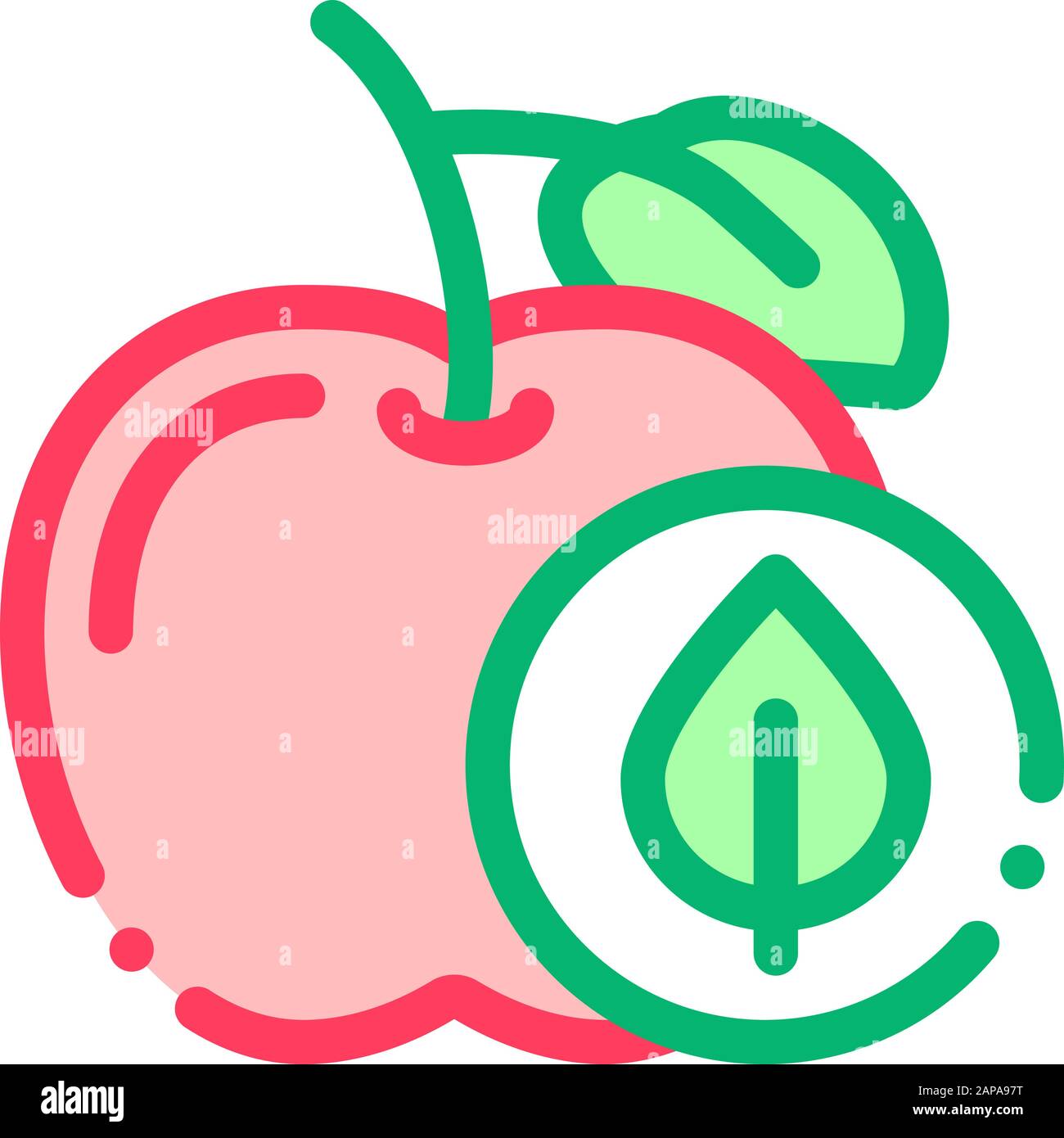Apple Fruit Leaf Icon Vector Outline Illustration Stock Vector Image ...
