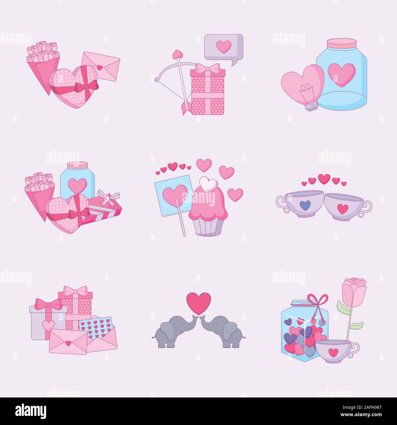 Icon set design of Love happy valentines day wedding passion romantic ...