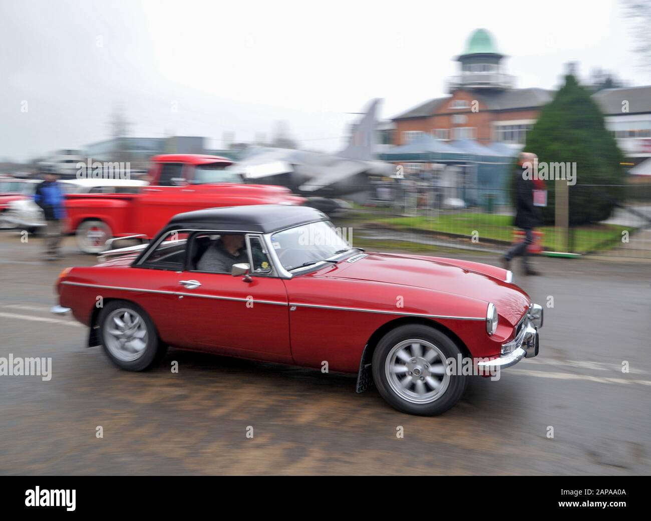 Brooklands New Years Day classic car meeting,  2015. MGB convertible Stock Photo