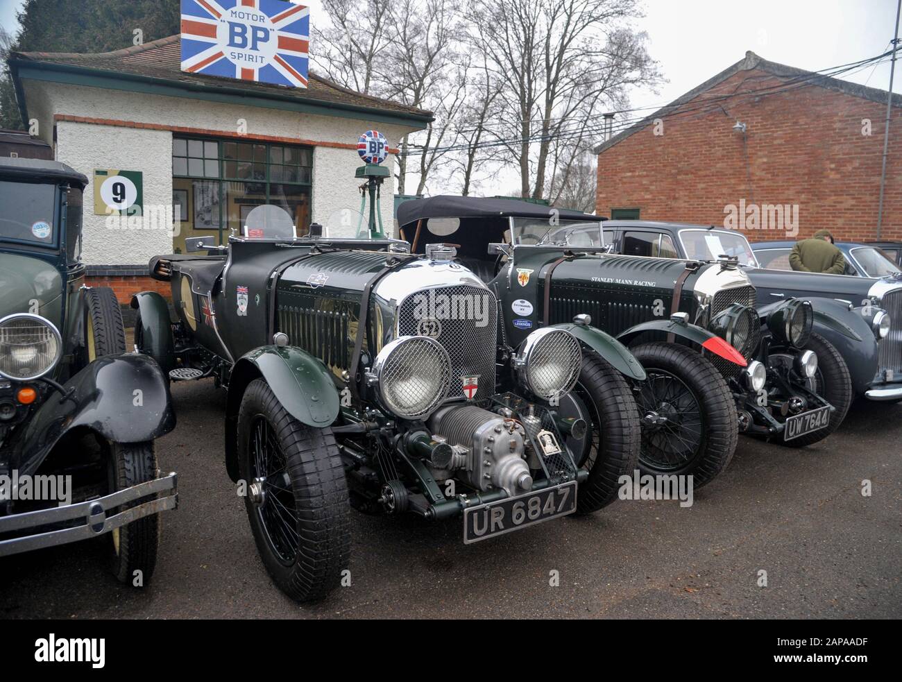 Brooklands New Years Day classic car meeting,  2015. Vintage Bentley Stock Photo