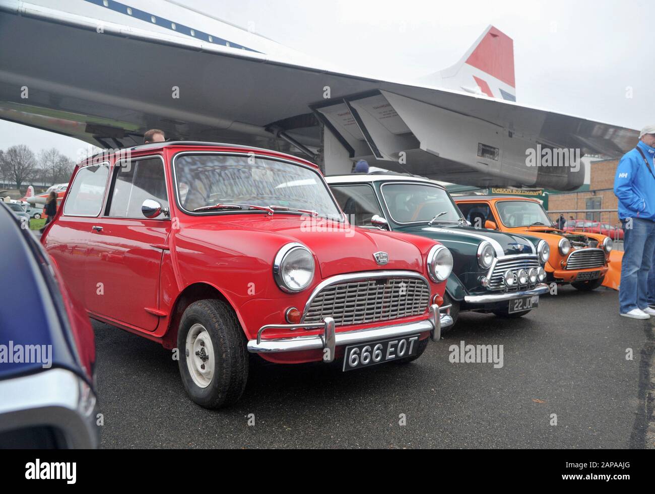 Brooklands New Years Day classic car meeting,  2015. Classic Minis Stock Photo
